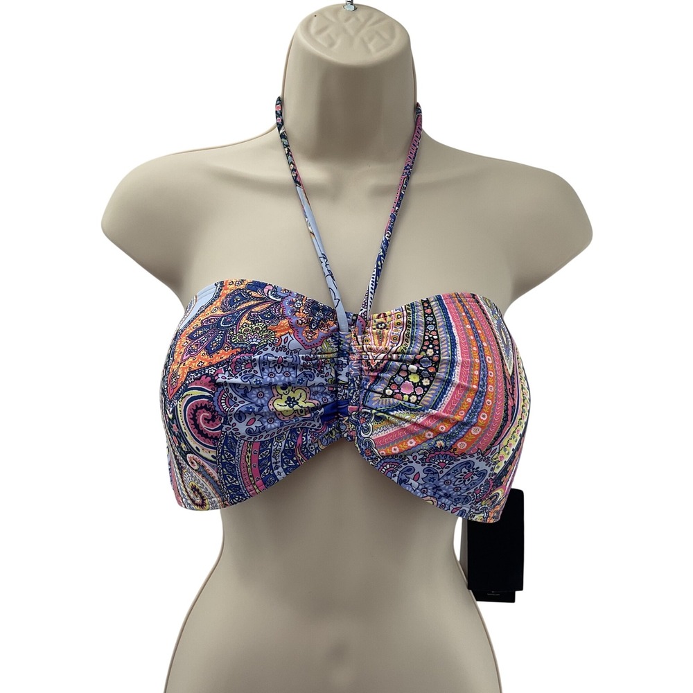 Tommy Hilfiger Womens Paisley Bandeau Bikini Top Multicolor TZ2TI412 Size M NWT